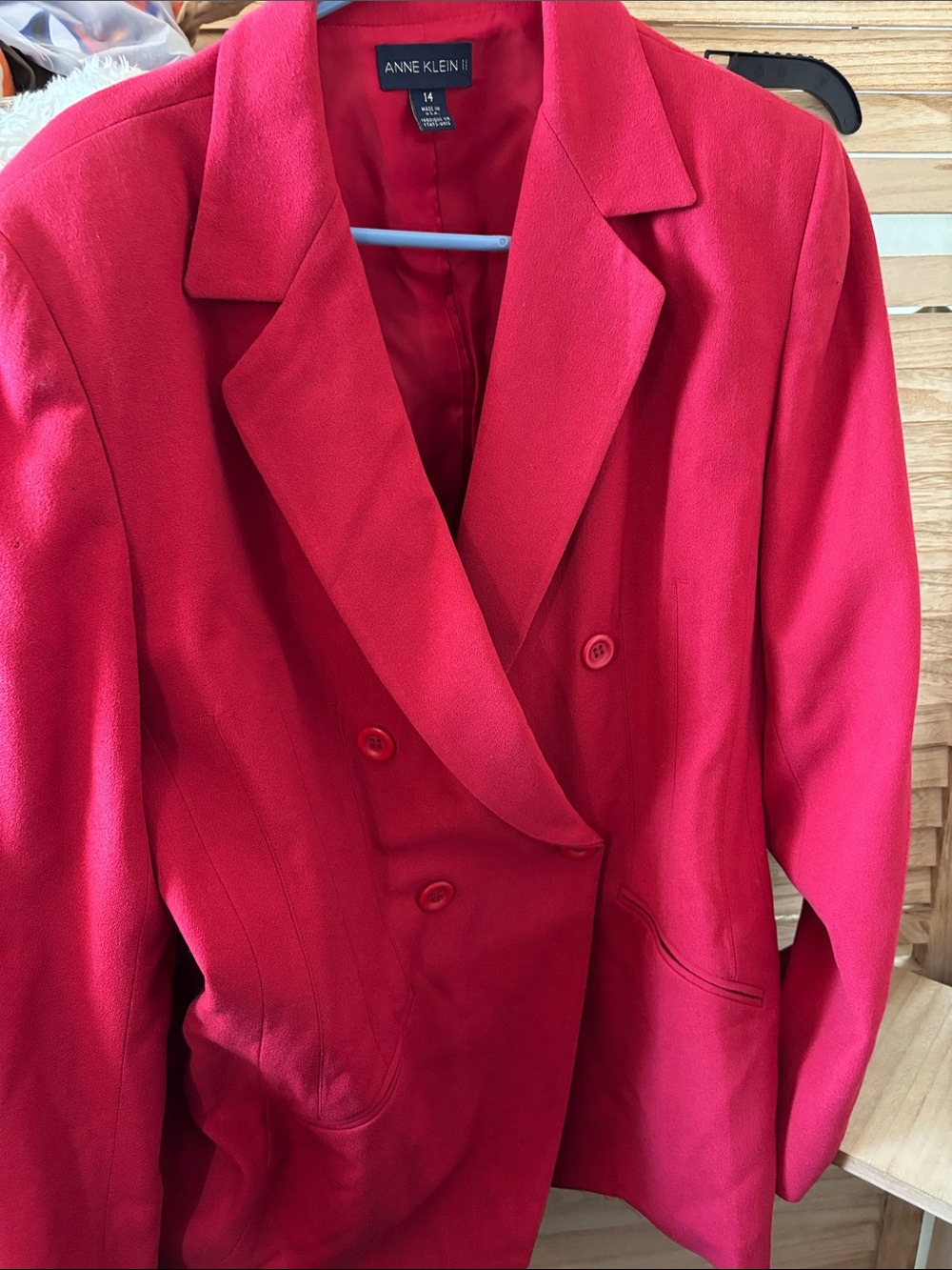 Anne Klein Vintage Wool Double-Breasted Blazer Jacket 14